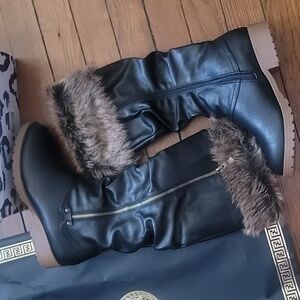 NEW Furry Faux Leather Boots
